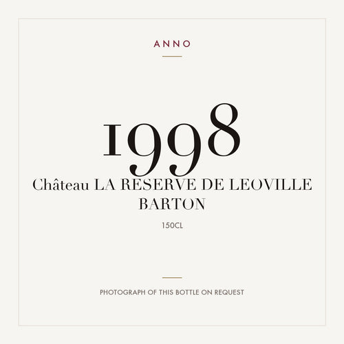 Chateau Leoville Barton La Reserve de Leoville Barton Saint-Julien 1998 AOC 1,5l — ANNO vintage card; photograph of the actual bottle available on request