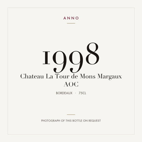 Chateau La Tour de Mons Margaux 1998 AOC 0,75l from Bordeaux — ANNO vintage card; photograph of the actual bottle available on request
