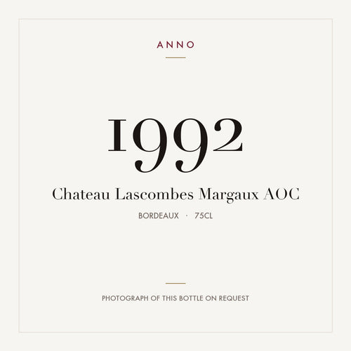 Chateau Lascombes Margaux 1992 AOC 0,75l, Bordeaux — carte millésime ANNO ; photo de la bouteille réelle disponible sur demande