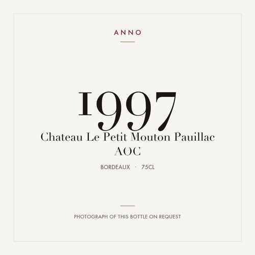 Chateau Le Petit Mouton Pauillac 1997 AOC 0,75l from Bordeaux — ANNO vintage card; photograph of the actual bottle available on request