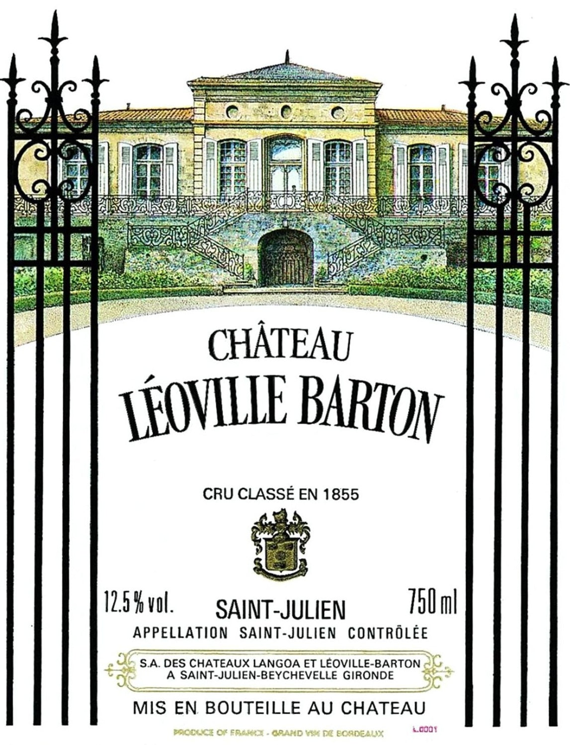 Chateau Leoville Barton Saint-Julien 2012 AOC 0,75l — vinetiket, illustrativt billede