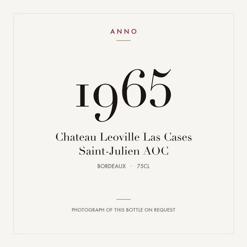 Chateau Leoville Las Cases Saint-Julien 1965 AOC 0,75l from Bordeaux — ANNO vintage card; photograph of the actual bottle available on request