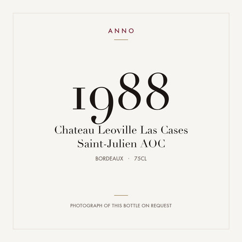 Chateau Leoville Las Cases Saint-Julien 1988 AOC 0,75l from Bordeaux — ANNO vintage card; photograph of the actual bottle available on request