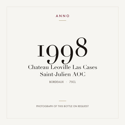 Chateau Leoville Las Cases Saint-Julien 1998 AOC 0,75l from Bordeaux — ANNO vintage card; photograph of the actual bottle available on request