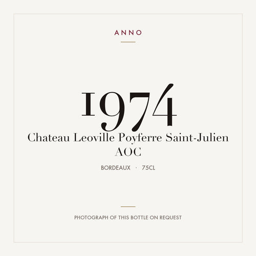 Chateau Leoville Poyferre Saint-Julien 1974 AOC 0,75l from Bordeaux — ANNO vintage card; photograph of the actual bottle available on request