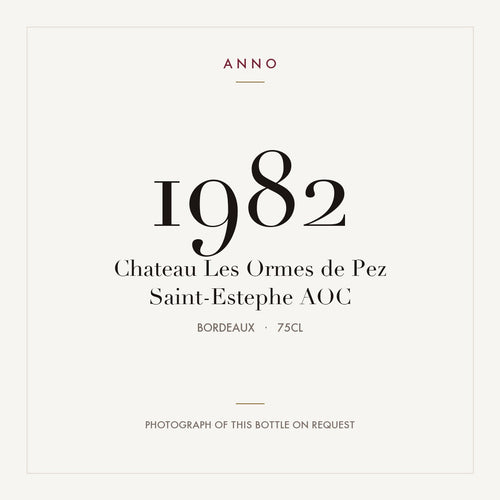 Chateau Les Ormes de Pez Saint-Estephe 1982 AOC 0,75l from Bordeaux — ANNO vintage card; photograph of the actual bottle available on request