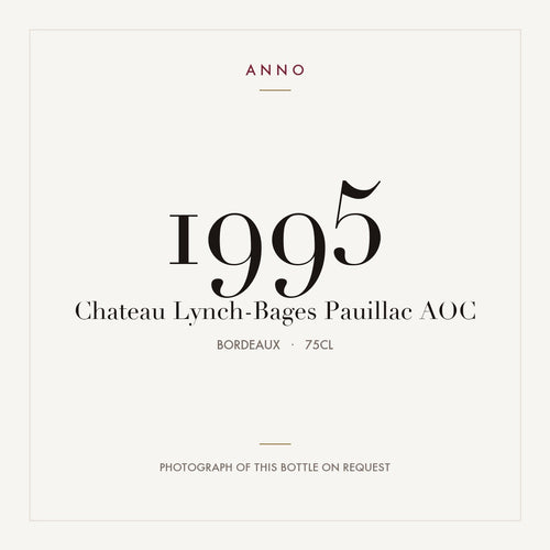 Chateau Lynch-Bages Pauillac 1995 AOC 0,75l from Bordeaux — ANNO vintage card; photograph of the actual bottle available on request