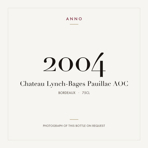 Chateau Lynch-Bages Pauillac 2004 AOC 0,75l from Bordeaux — ANNO vintage card; photograph of the actual bottle available on request