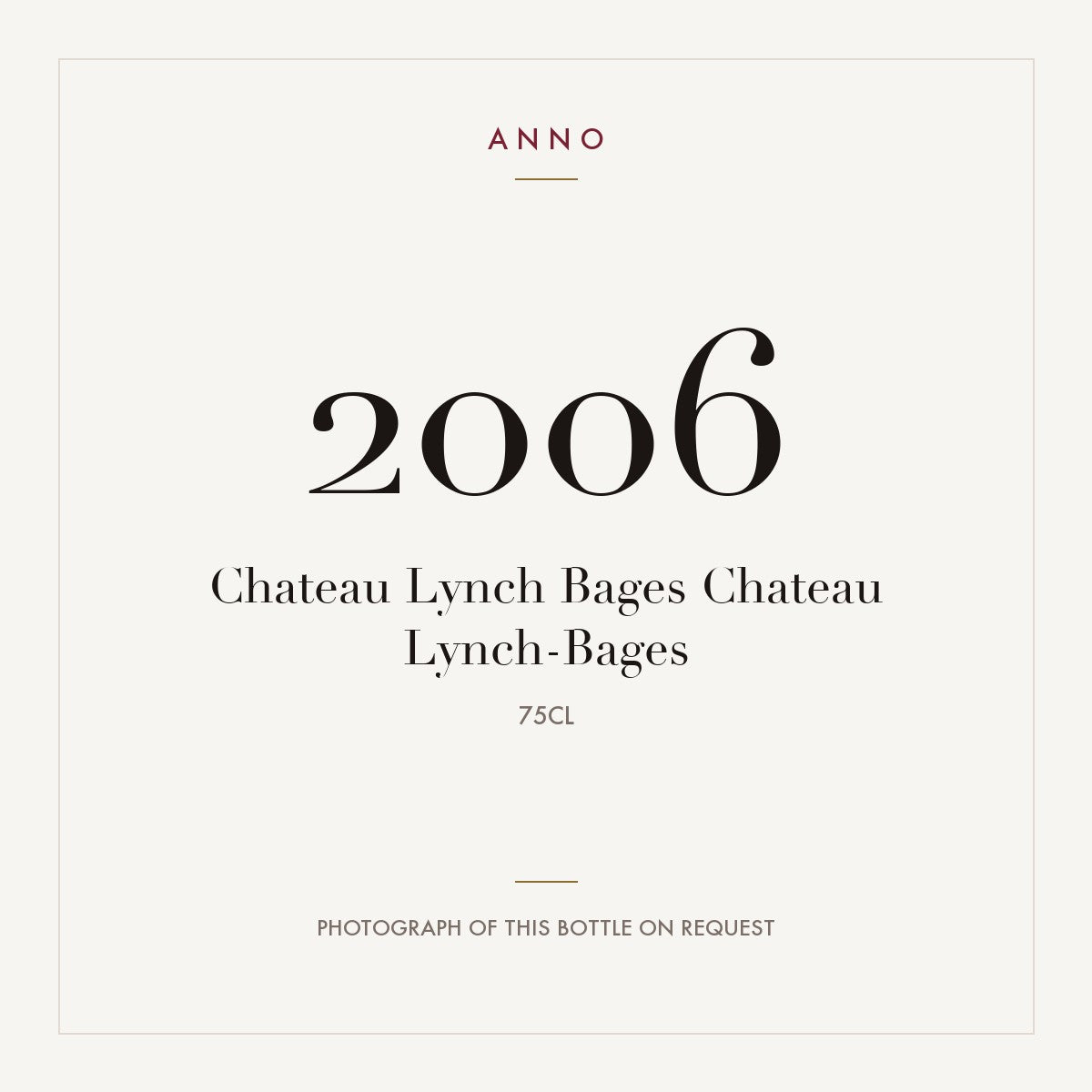 Chateau Lynch-Bages Pauillac 2006 AOC 0,75l — ANNO vintage card; photograph of the actual bottle available on request