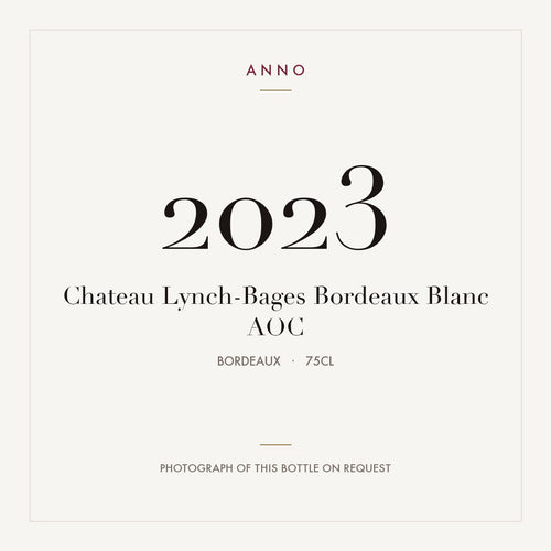 Chateau Lynch-Bages Bordeaux Blanc 2023 AOC 0,75l from Bordeaux — ANNO vintage card; photograph of the actual bottle available on request