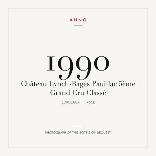 Chateau Lynch-Bages Pauillac 1990 AOC 0,75l — ANNO vintage card; photograph of the actual bottle available on request