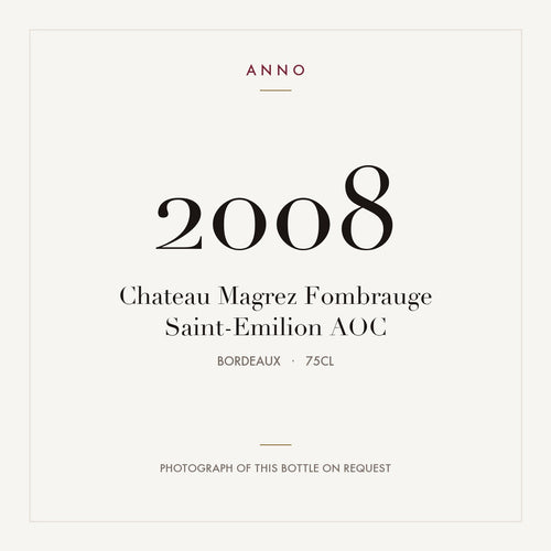 Chateau Magrez Fombrauge Saint-Emilion 2008 AOC 0,75l from Bordeaux — ANNO vintage card; photograph of the actual bottle available on request
