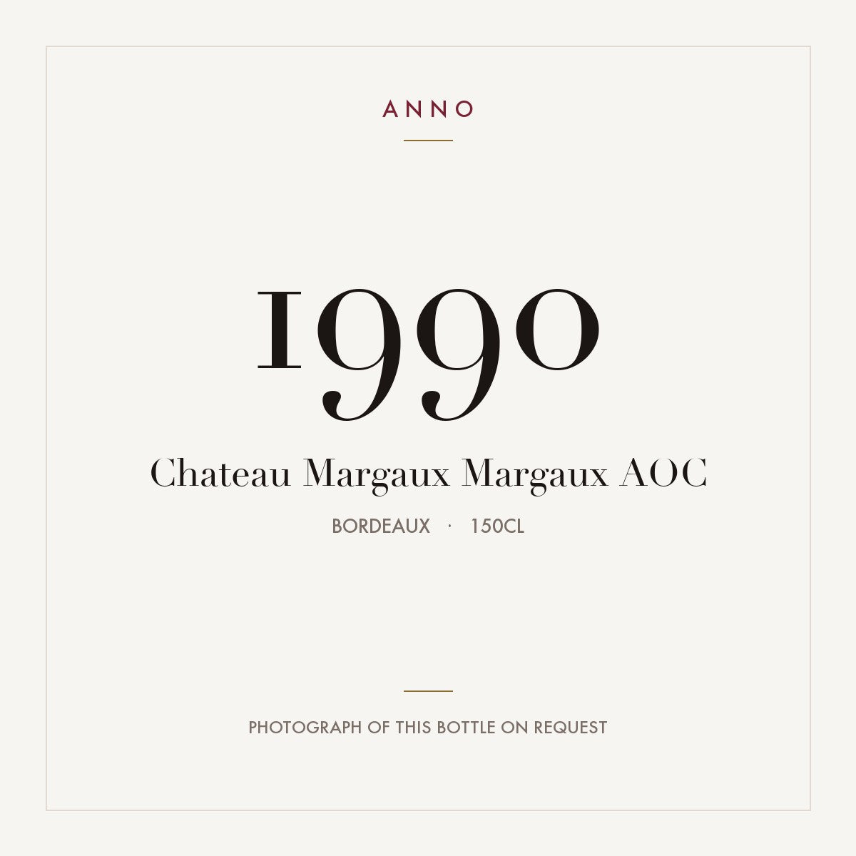 Chateau Margaux Margaux 1990 AOC 1,5l, Bordeaux — ANNO-jaargangkaart; foto van de echte fles op aanvraag