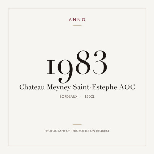Chateau Meyney Saint-Estephe 1983 AOC 1,5l from Bordeaux — ANNO vintage card; photograph of the actual bottle available on request