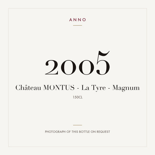 Chateau Montus Madiran La Tyre 2005 AOC 1,5l — ANNO-jaargangkaart; foto van de echte fles op aanvraag