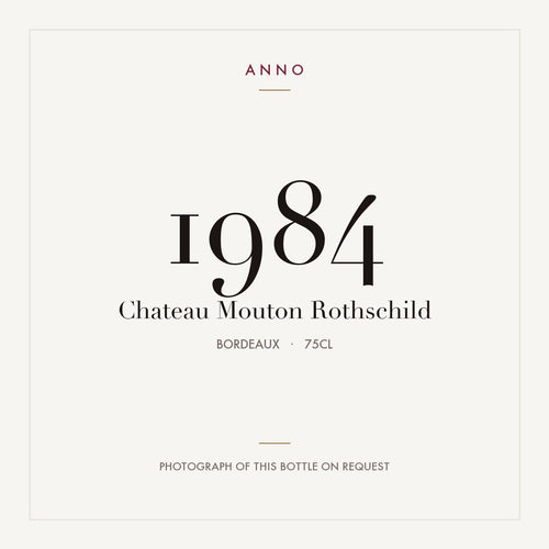 Chateau Mouton Rothschild Pauillac 1984 AOC 0,75l — card dell'annata ANNO; foto della bottiglia reale disponibile su richiesta