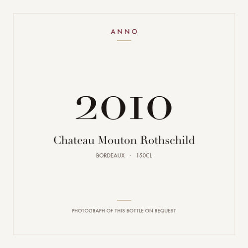 Chateau Mouton Rothschild Pauillac 2010 AOC 1,5l — tarjeta de añada ANNO; foto de la botella real disponible bajo petición