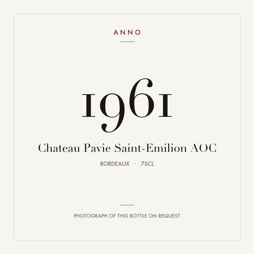 Chateau Pavie Saint-Emilion 1961 AOC 0,75l, ボルドー — ANNOヴィンテージカード。実際のボトルの写真はご要望に応じてご用意します