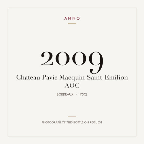 Chateau Pavie Macquin Saint-Emilion 2009 AOC 0,75l from Bordeaux — ANNO vintage card; photograph of the actual bottle available on request