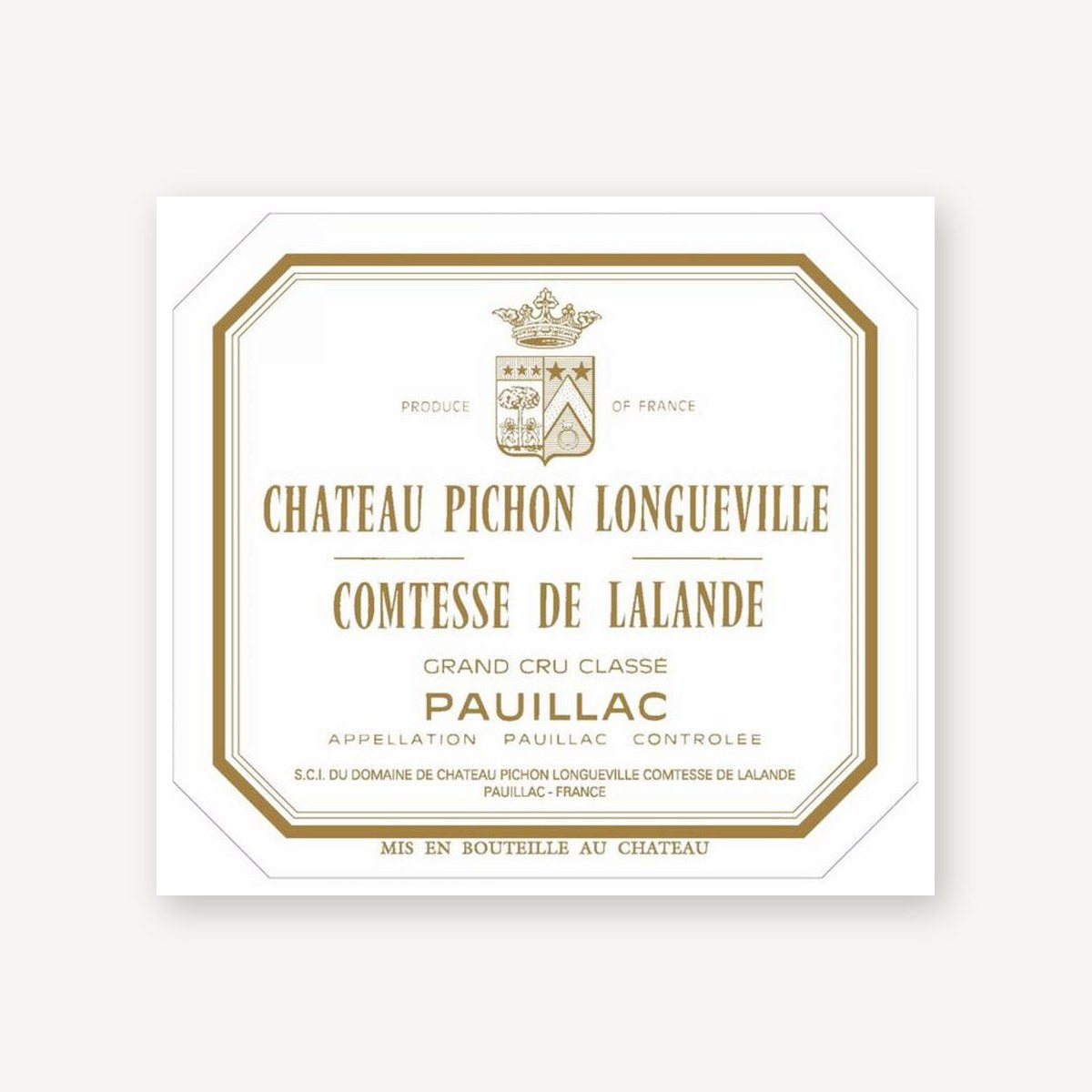 Chateau Pichon Longueville Comtesse de Lalande Pauillac 1988 AOC 0,75l — wine label, illustrative image