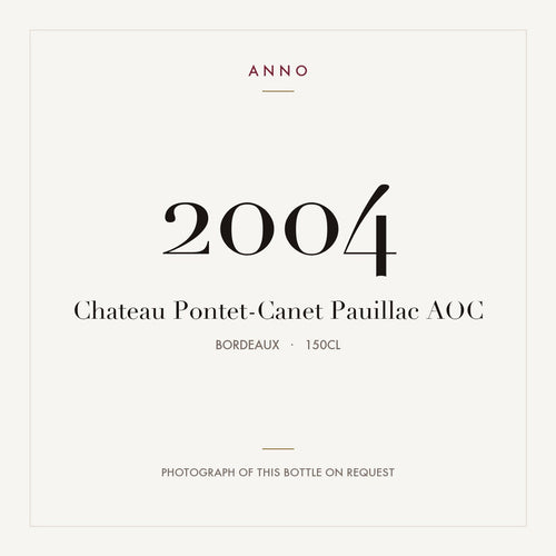 Chateau Pontet-Canet Pauillac 2004 AOC 1,5l, Bordeaux — ANNO-årgangskort; foto af den faktiske flaske på forespørgsel