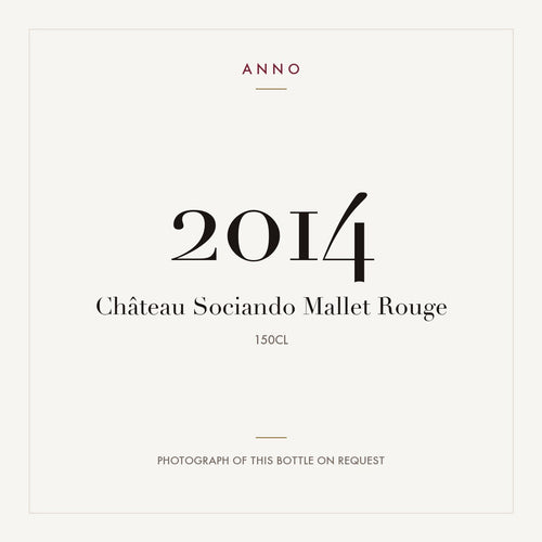 Chateau Sociando-Mallet Haut-Medoc 2014 AOC 1,5l — ANNO vintage card; photograph of the actual bottle available on request