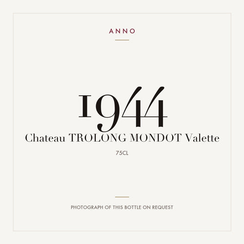 Chateau Troplong Mondot Saint-Emilion 1944 AOC 0,75l — card dell'annata ANNO; foto della bottiglia reale disponibile su richiesta