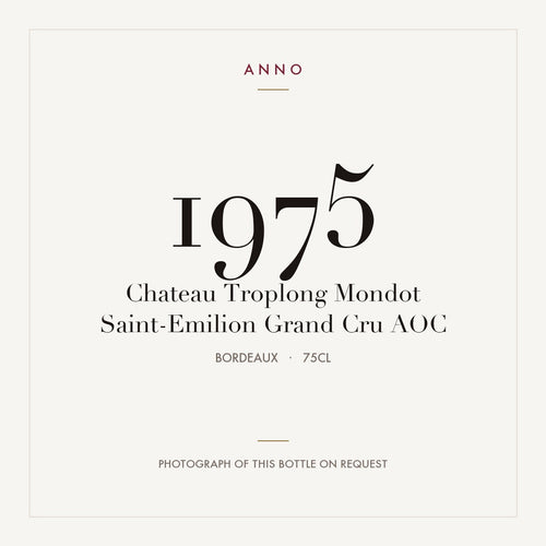 Chateau Troplong Mondot Saint-Emilion Grand Cru 1975 AOC 0,75l from Bordeaux — ANNO vintage card; photograph of the actual bottle available on request