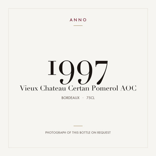 Vieux Chateau Certan Pomerol 1997 AOC 0,75l from Bordeaux — ANNO vintage card; photograph of the actual bottle available on request