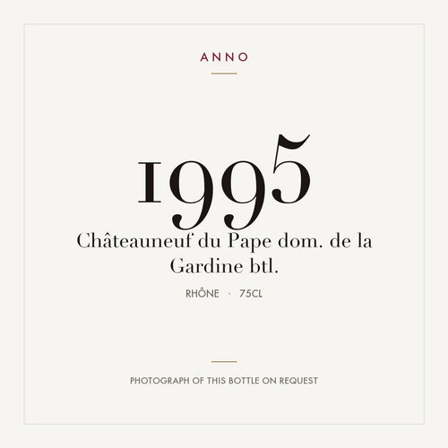 Domaine de la Gardine Chateauneuf-du-Pape 1995 AOC 0,75l — card dell'annata ANNO; foto della bottiglia reale disponibile su richiesta