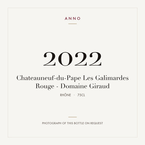 Domaine Giraud Chateauneuf-du-Pape Les Galimardes 2022 AOC 0,75l — ANNO vintage card; photograph of the actual bottle available on request