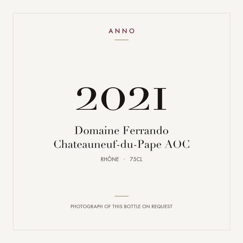 Domaine Ferrando Chateauneuf-du-Pape 2021 AOC 0,75l from Rhône — ANNO vintage card; photograph of the actual bottle available on request