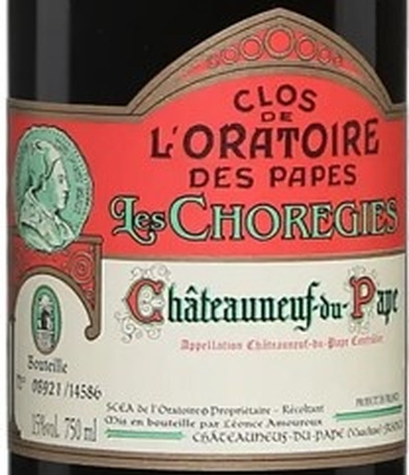 Clos de l'Oratoire des Papes Chateauneuf-du-Pape Les Choregies AOC — wine label, illustrative image