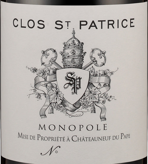 Clos St Patrice Chateauneuf-du-Pape Monopole AOC — wine label, illustrative image