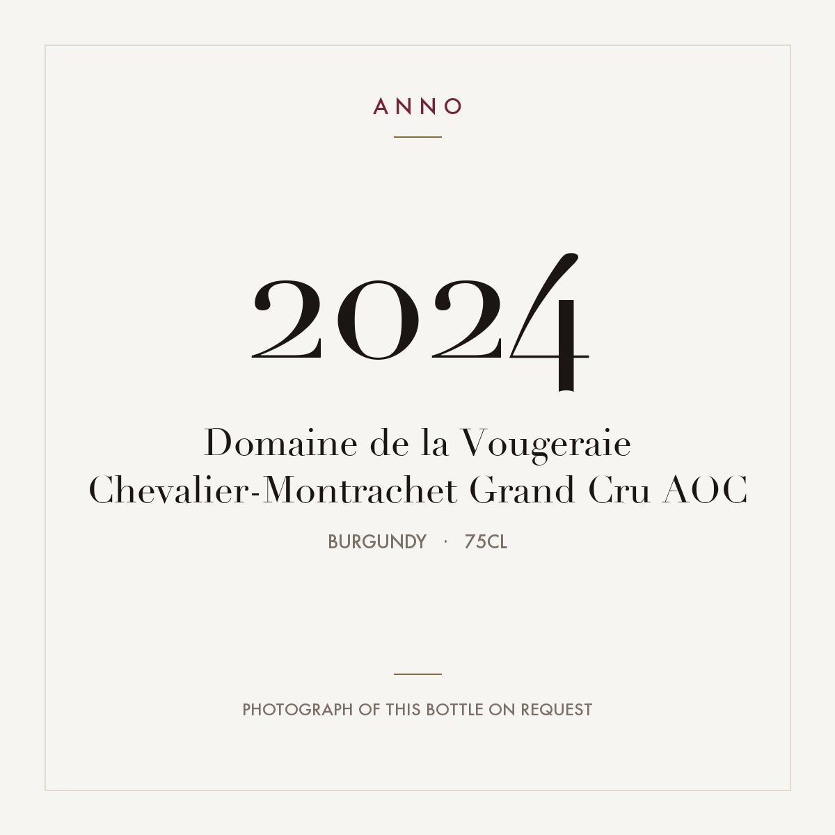 Domaine de la Vougeraie Chevalier-Montrachet Grand Cru 2024 AOC 0,75l, Bourgogne — ANNO-jaargangkaart; foto van de echte fles op aanvraag