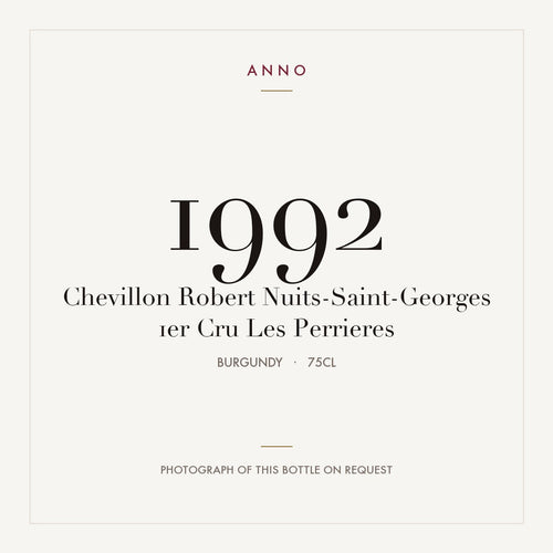 Chevillon Robert Nuits-Saint-Georges 1er Cru Les Perrieres 1992 0,75l from Burgundy — ANNO vintage card; photograph of the actual bottle available on request