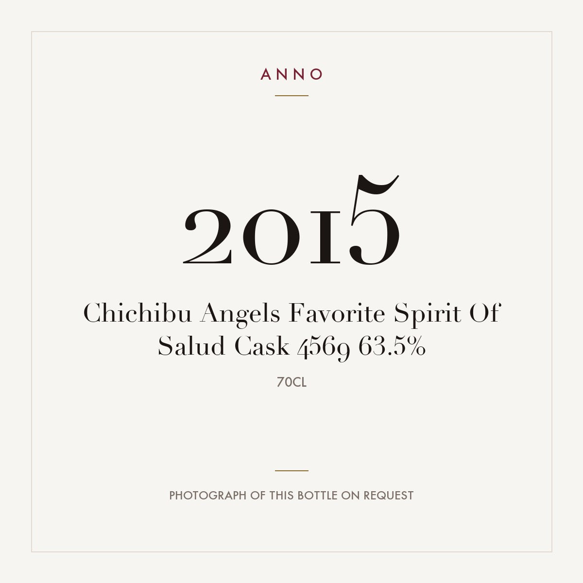 Chichibu Angels Favorite Spirit Of Salud Cask 4569 2015 0,7l — ANNO vintage card; photograph of the actual bottle available on request