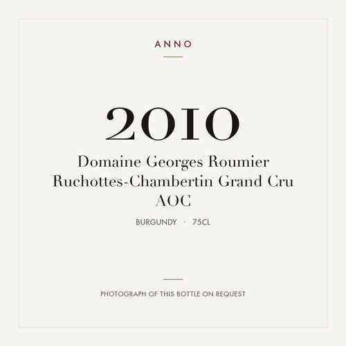 Domaine Georges Roumier Ruchottes-Chambertin Grand Cru 2010 AOC 0,75l, Burgund — ANNO-Jahrgangskarte; Foto der tatsächlichen Flasche auf Anfrage