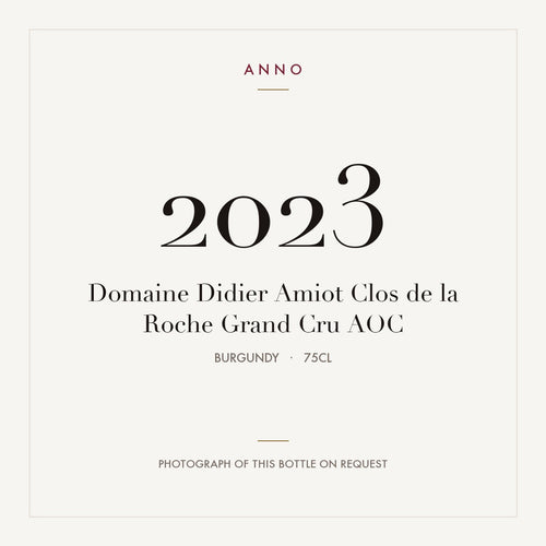 Domaine Didier Amiot Clos de la Roche Grand Cru 2023 AOC 0,75l from Burgundy — ANNO vintage card; photograph of the actual bottle available on request