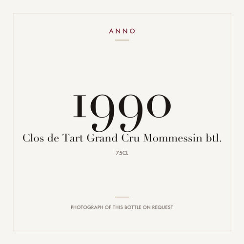 Mommessin Clos de Tart Grand Cru 1990 AOC 0,75l — card dell'annata ANNO; foto della bottiglia reale disponibile su richiesta
