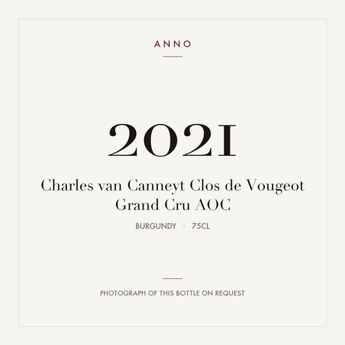 Charles van Canneyt Clos de Vougeot Grand Cru 2021 AOC 0,75l from Burgundy — ANNO vintage card; photograph of the actual bottle available on request