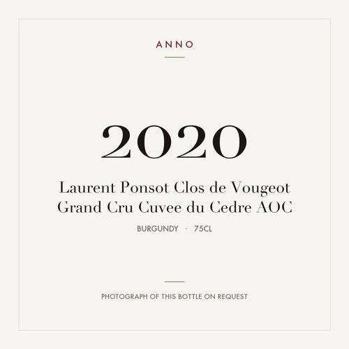 Laurent Ponsot Clos de Vougeot Grand Cru Cuvee du Cedre 2020 AOC 0,75l from Burgundy — ANNO vintage card; photograph of the actual bottle available on request