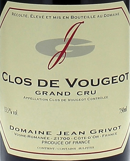 Domaine Grivot Clos de Vougeot Grand Cru 2023 AOC 0,75l — étiquette du vin, image indicative
