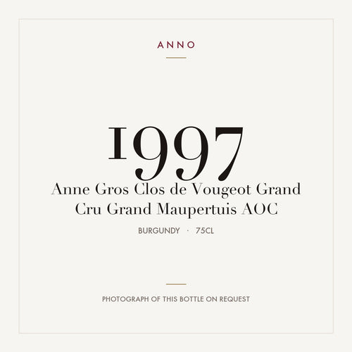 Anne Gros Clos de Vougeot Grand Cru Grand Maupertuis 1997 AOC 0,75l from Burgundy — ANNO vintage card; photograph of the actual bottle available on request