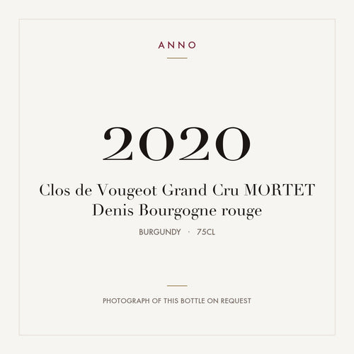 Denis Mortet Clos de Vougeot Grand Cru 2020 AOC 0,75l — ANNO-Jahrgangskarte; Foto der tatsächlichen Flasche auf Anfrage