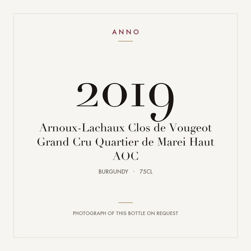 Arnoux-Lachaux Clos de Vougeot Grand Cru Quartier de Marei Haut 2019 AOC 0,75l from Burgundy — ANNO vintage card; photograph of the actual bottle available on request