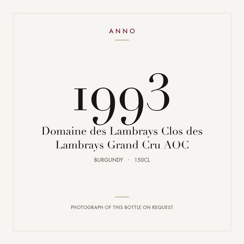 Domaine des Lambrays Clos des Lambrays Grand Cru 1993 AOC 1,5l from Burgundy — ANNO vintage card; photograph of the actual bottle available on request