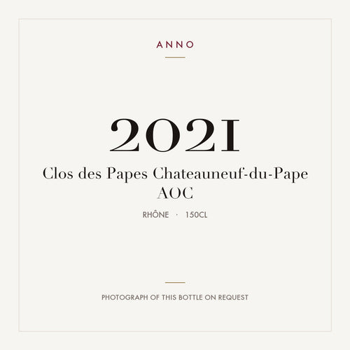 Clos des Papes Chateauneuf-du-Pape 2021 AOC 1,5l, Рона — карточка урожая ANNO; фото настоящей бутылки по запросу