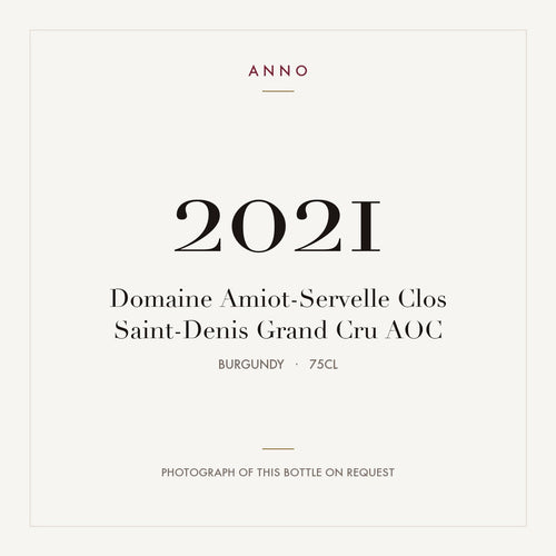 Domaine Amiot-Servelle Clos Saint-Denis Grand Cru 2021 AOC 0,75l from Burgundy — ANNO vintage card; photograph of the actual bottle available on request