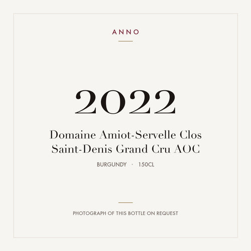 Domaine Amiot-Servelle Clos Saint-Denis Grand Cru 2022 AOC 1,5l from Burgundy — ANNO vintage card; photograph of the actual bottle available on request